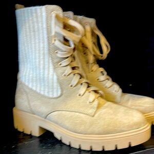 Tan lace up combat boots
